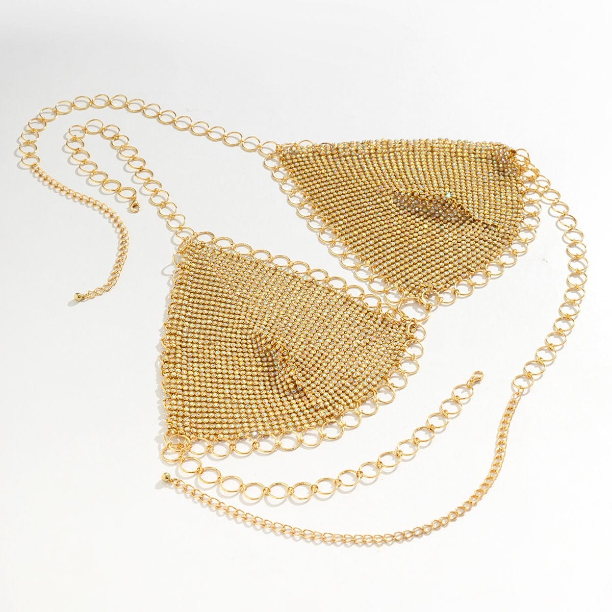 Crystal Body Chain Bra with Rhinestone Inlay ? 18k Gold Silver Plated - ArtGalleryZen