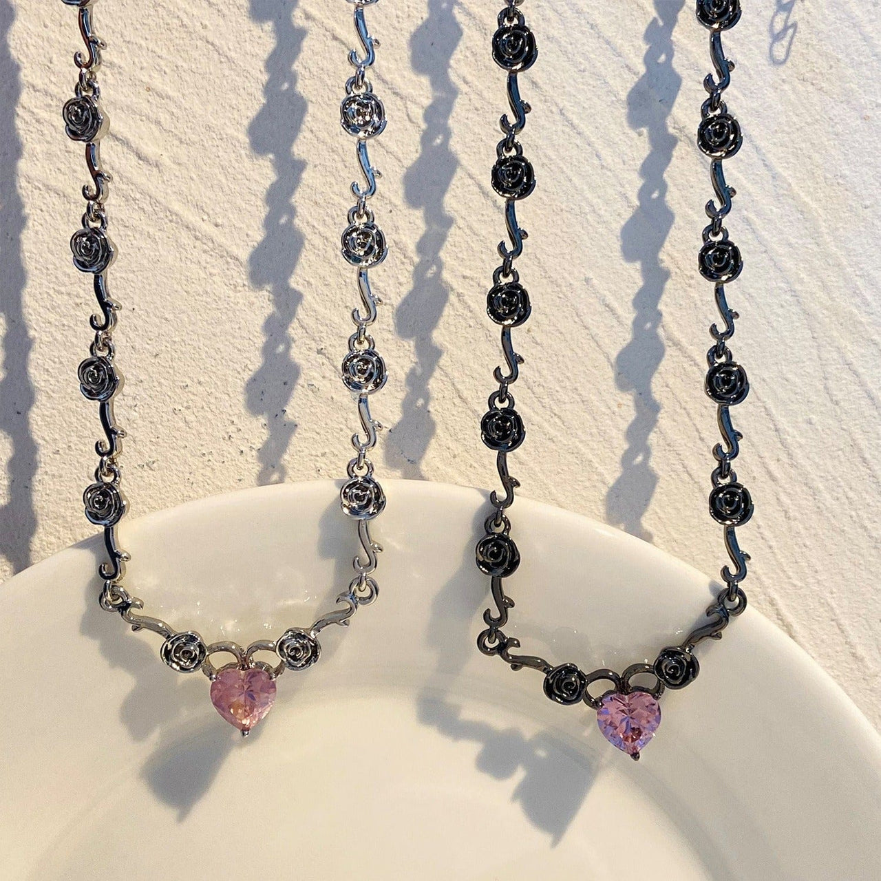 Rose Heart Pendant Necklace - ArtGalleryZen