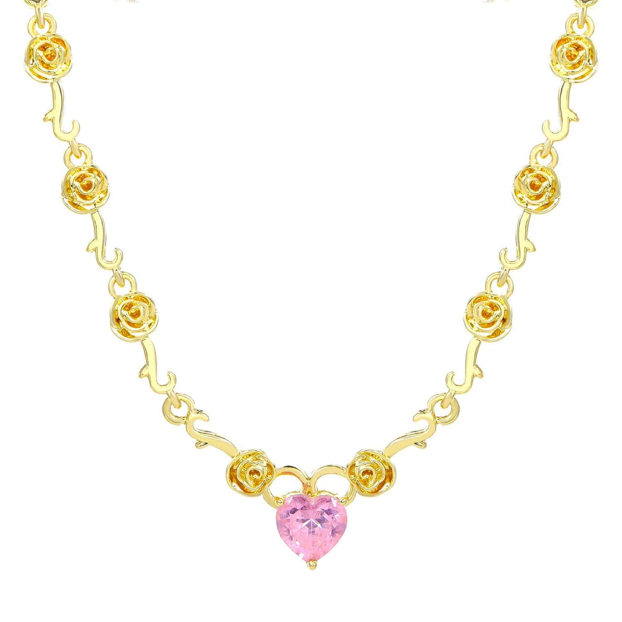 Rose Heart Pendant Necklace - ArtGalleryZen