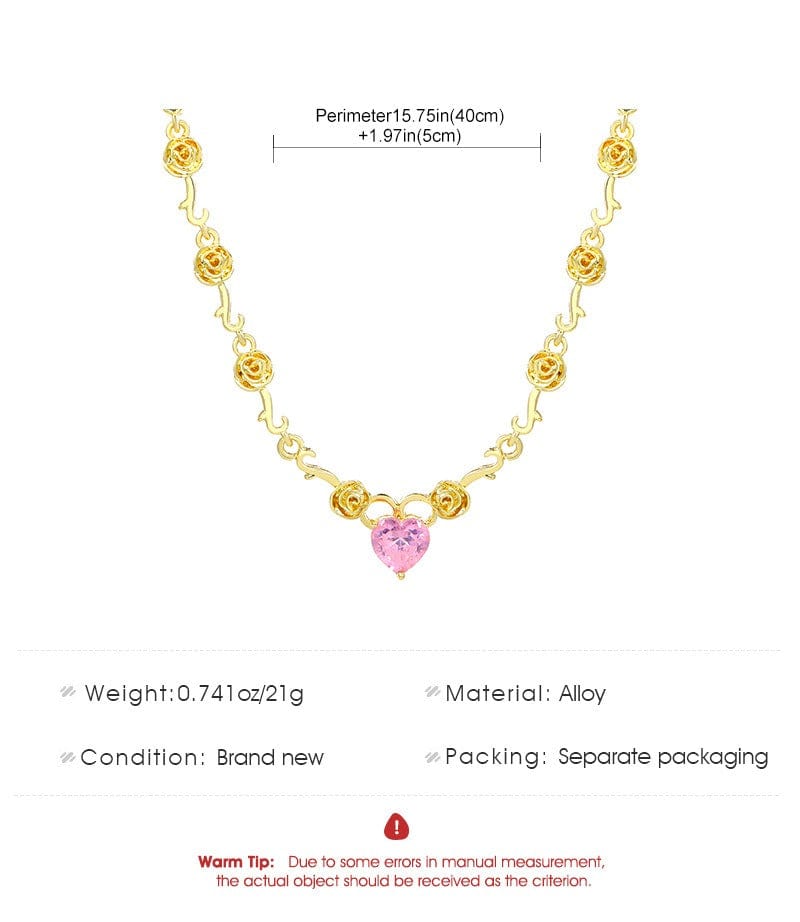 Rose Heart Pendant Necklace - ArtGalleryZen
