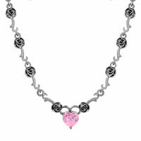 Thumbnail for Rose Heart Pendant Necklace - ArtGalleryZen