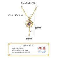 Thumbnail for S925 Sterling Silver CZ Inlaid Key Pendant Necklace - ArtGalleryZen