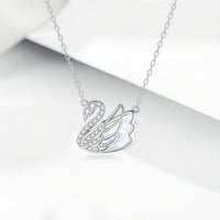 Thumbnail for S925 Sterling Silver Swarovski Crystal Swan Pendant Necklace - ArtGalleryZen