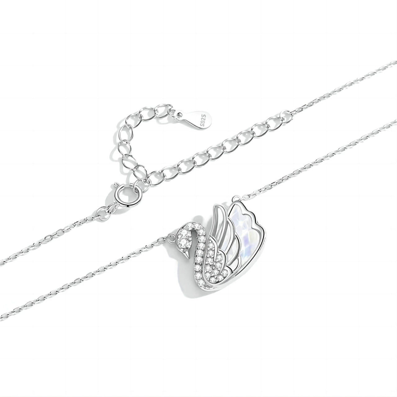 S925 Sterling Silver Swarovski Crystal Swan Pendant Necklace - ArtGalleryZen