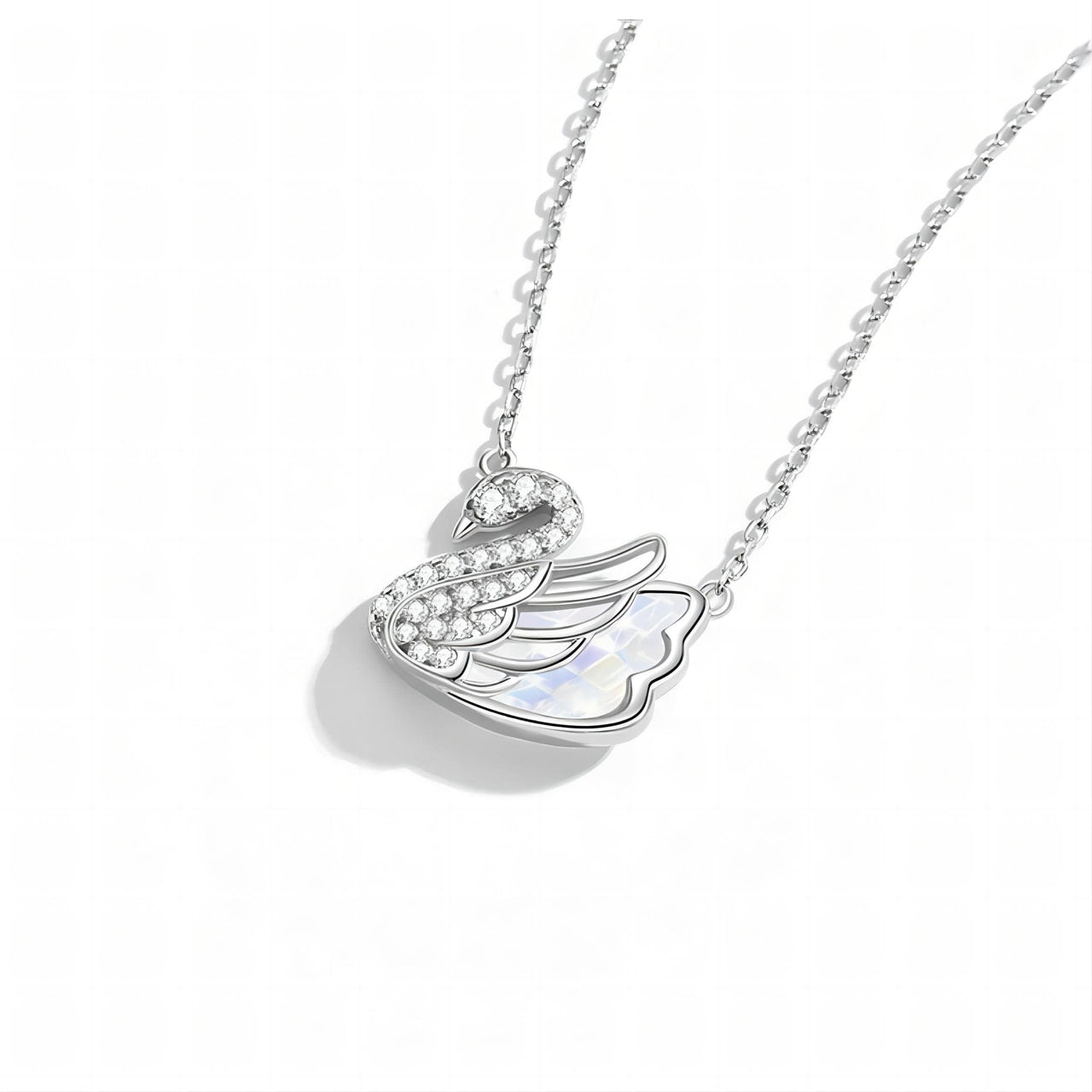 S925 Sterling Silver Swarovski Crystal Swan Pendant Necklace - ArtGalleryZen
