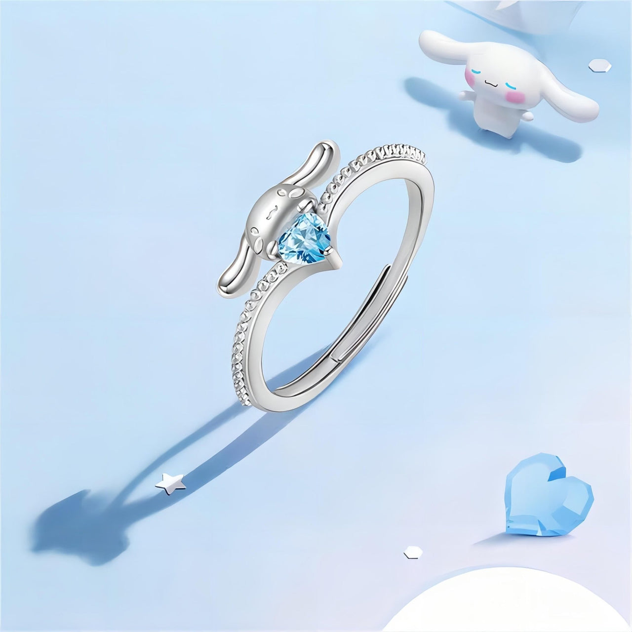 Sanrio Cinnamoroll Crystal Heart Ring - ArtGalleryZen