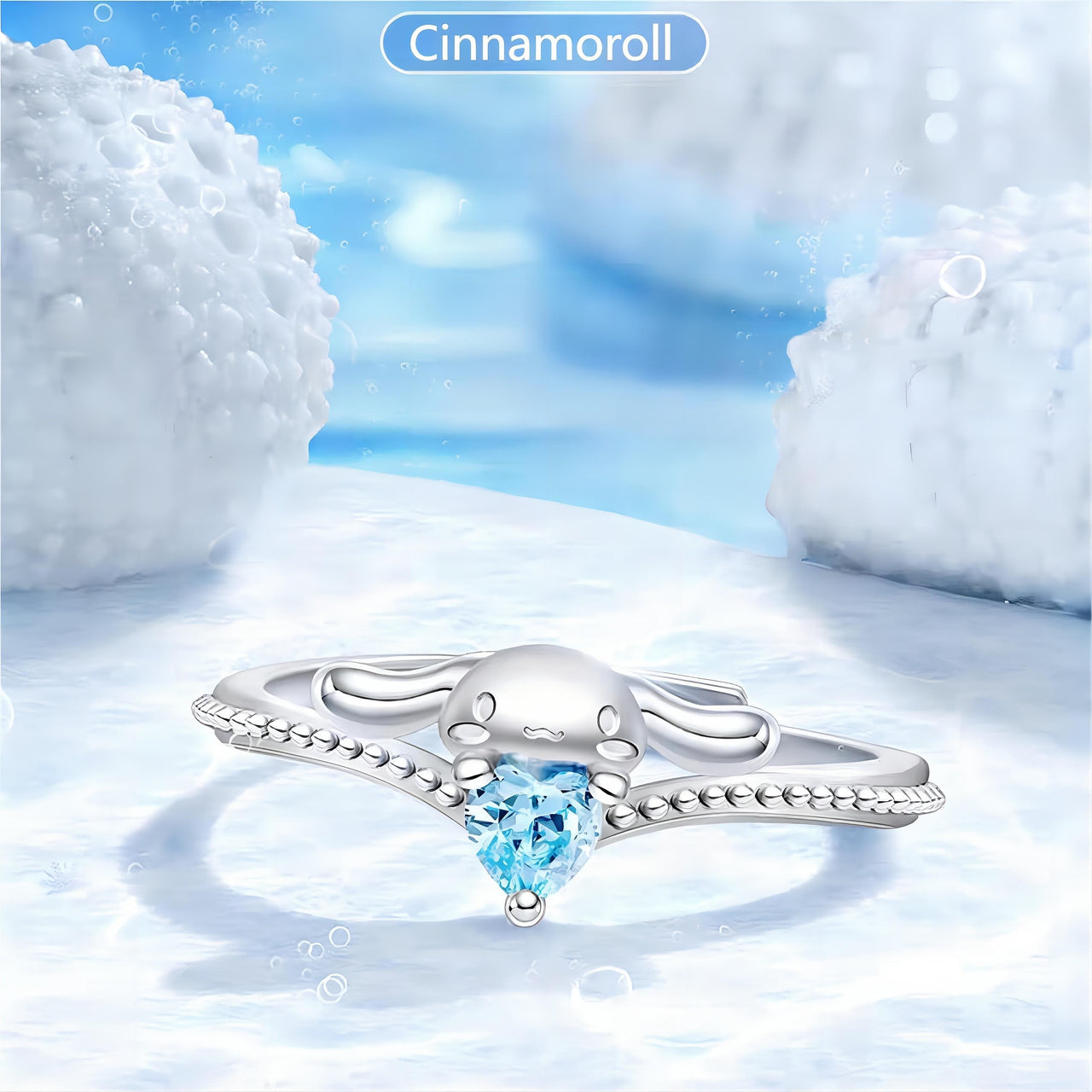 Sanrio Cinnamoroll Crystal Heart Ring - ArtGalleryZen