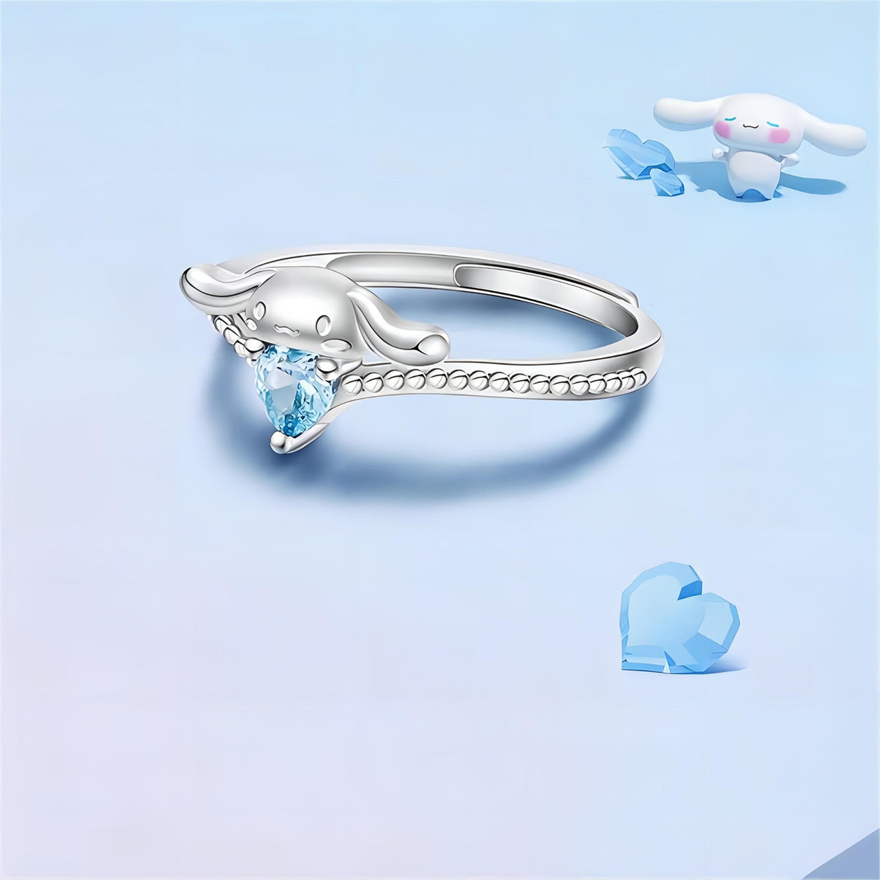 Sanrio Cinnamoroll Crystal Heart Ring - ArtGalleryZen