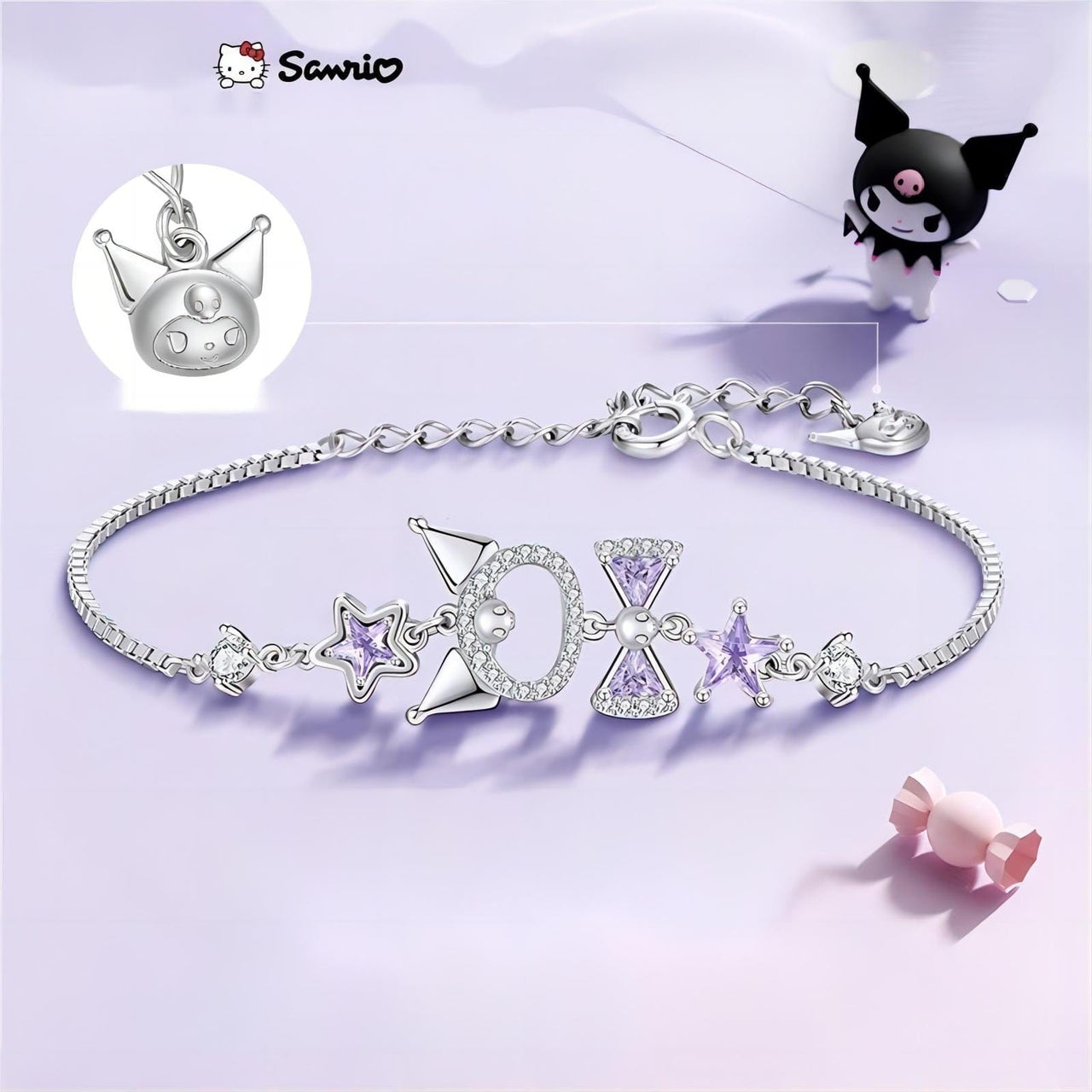 Sanrio Crystal Kuromi Bracelet - ArtGalleryZen