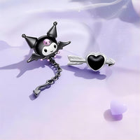 Thumbnail for Sanrio Enamel Arrow Heart Devil Kuromi Earrings - ArtGalleryZen