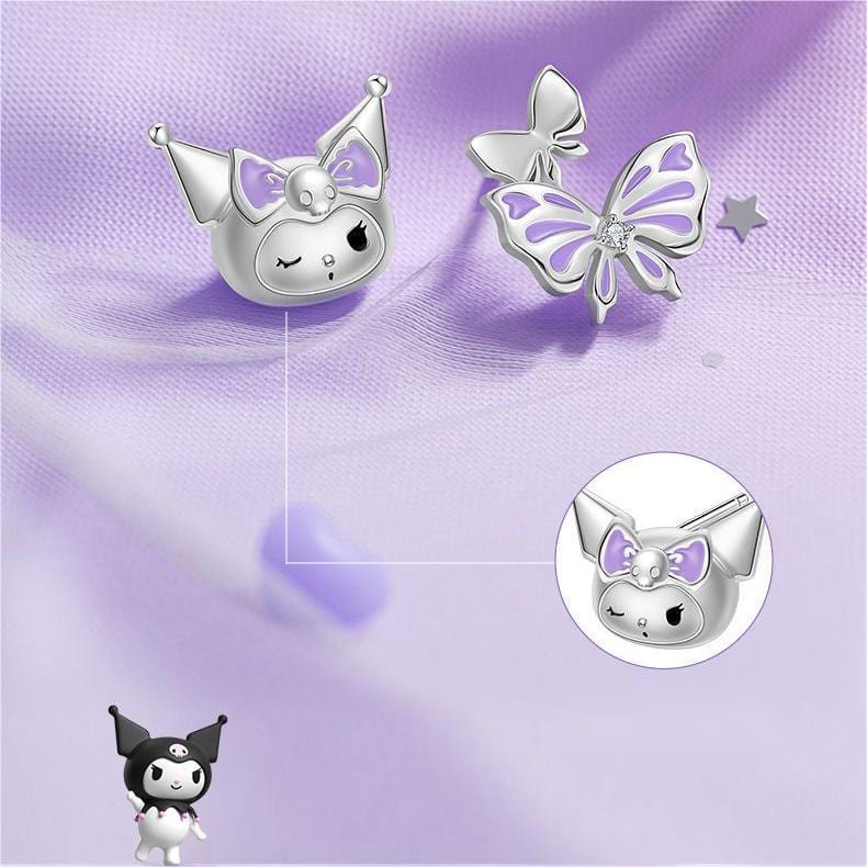 Sanrio Enamel Butterfly Kuromi Earrings - ArtGalleryZen