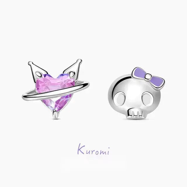 Sanrio Enamel Kuromi Heart Earrings - ArtGalleryZen