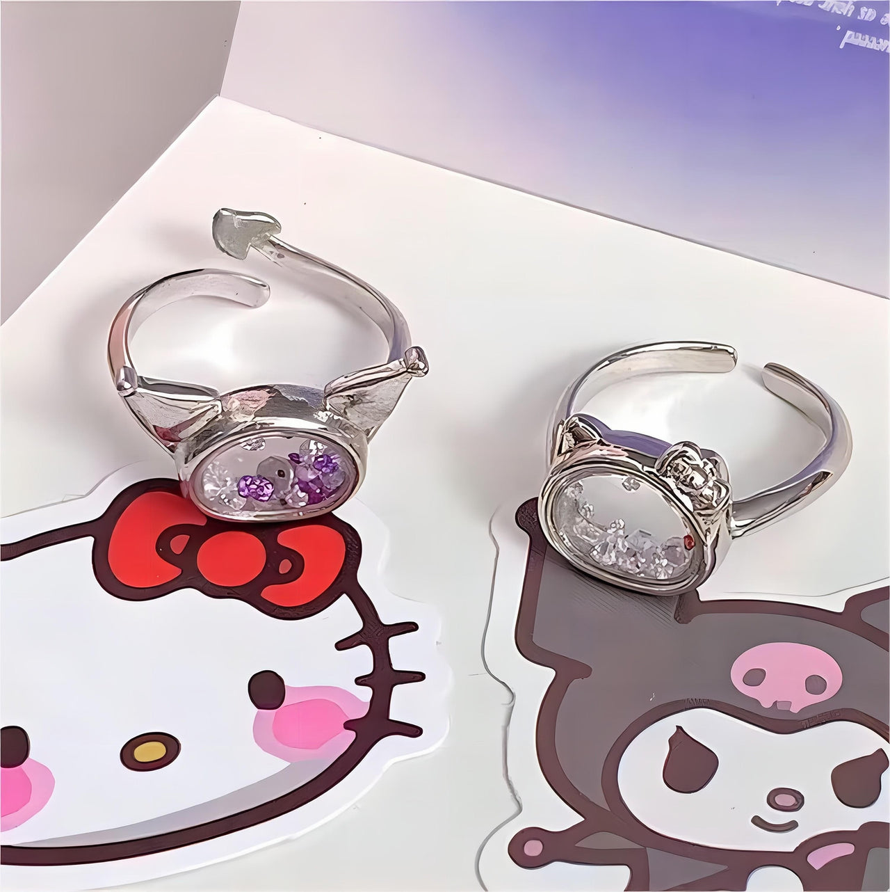Sanrio Family Movable Crystal Filled Sterling Silver Ring - ArtGalleryZen