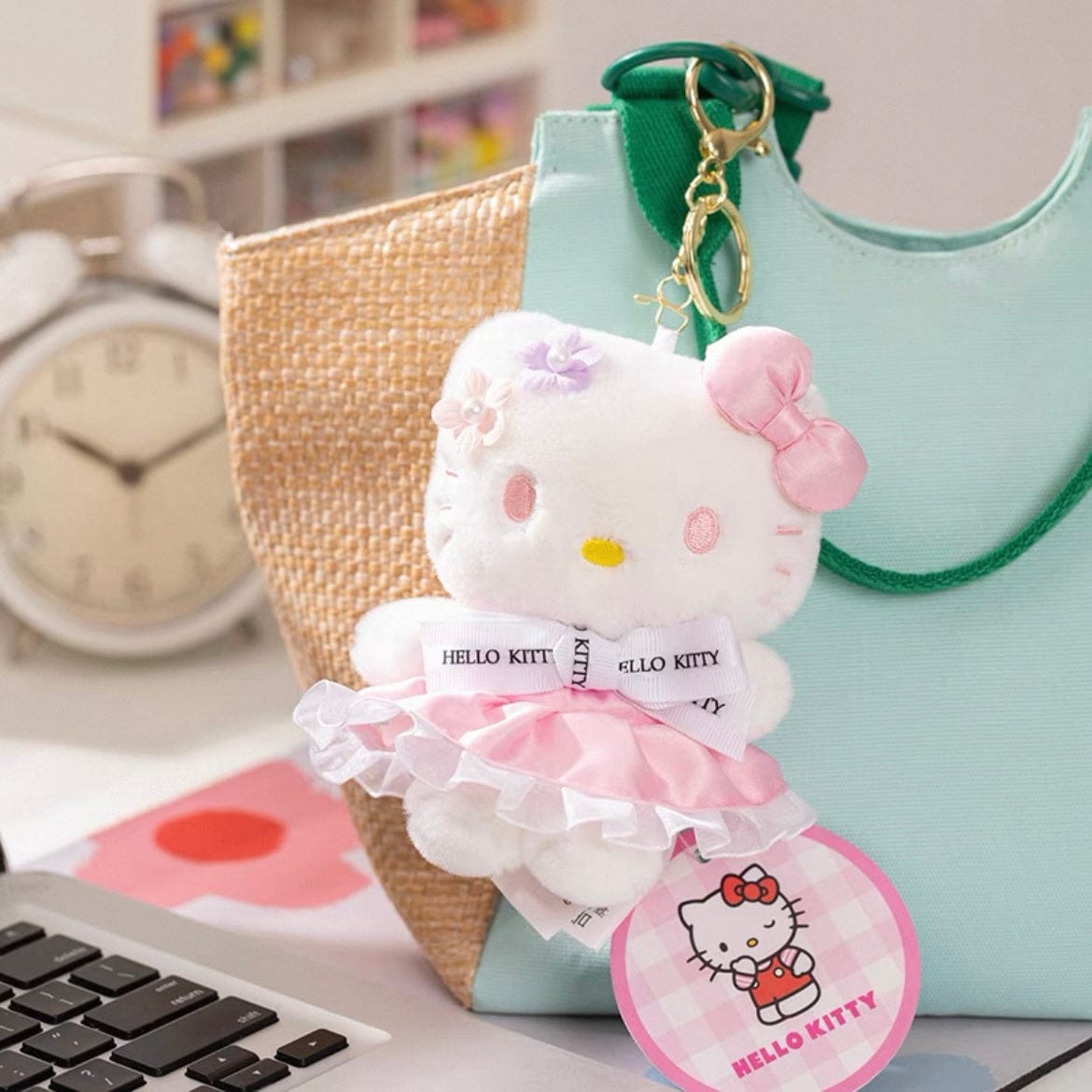 Sanrio Floral Hello Kitty Plush Keychain Doll - ArtGalleryZen
