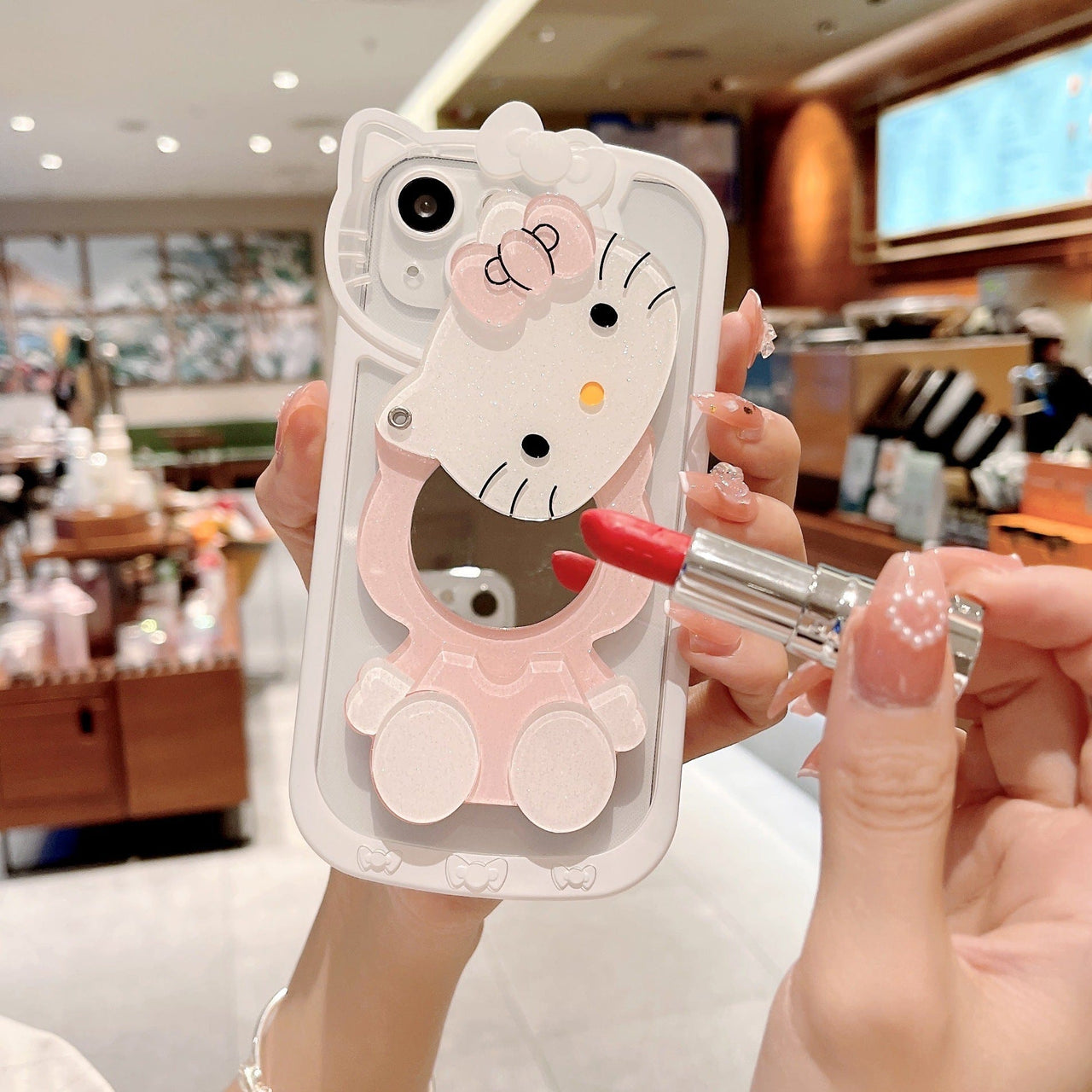 Sanrio Hello Kitty iPhone Case With Cosmetic Mirror - ArtGalleryZen