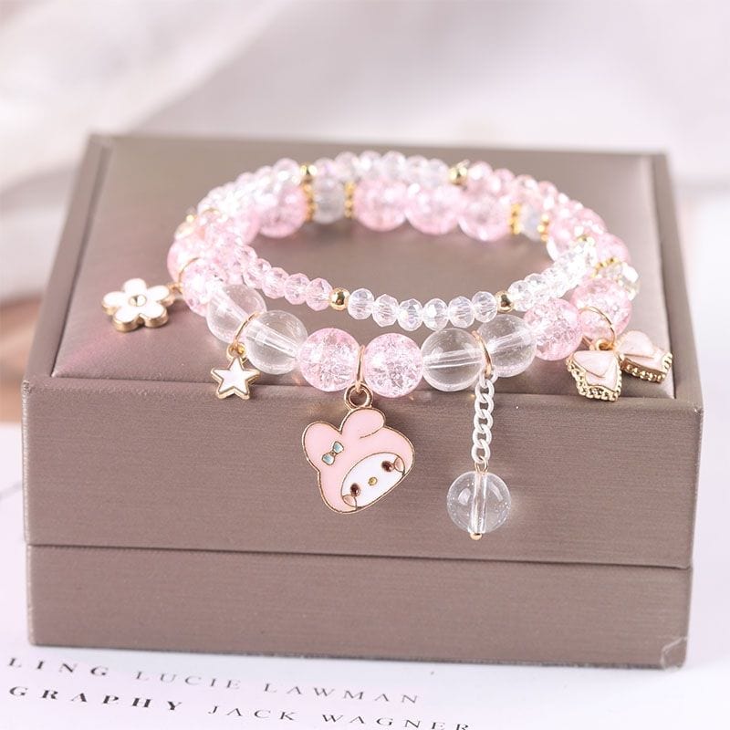 Sanrio Kawaii Anime Melody Kuromi Cinnamoroll Crystal Bracelet - ArtGalleryZen