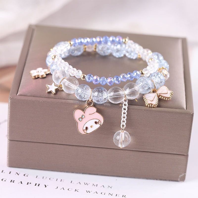 Sanrio Kawaii Anime Melody Kuromi Cinnamoroll Crystal Bracelet - ArtGalleryZen