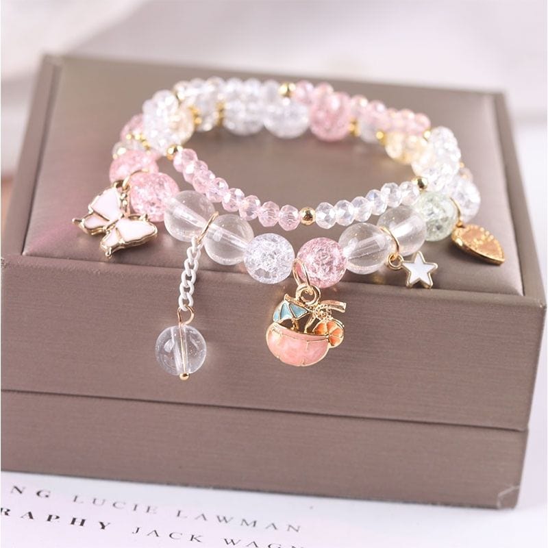 Sanrio Kawaii Anime Melody Kuromi Cinnamoroll Crystal Bracelet - ArtGalleryZen