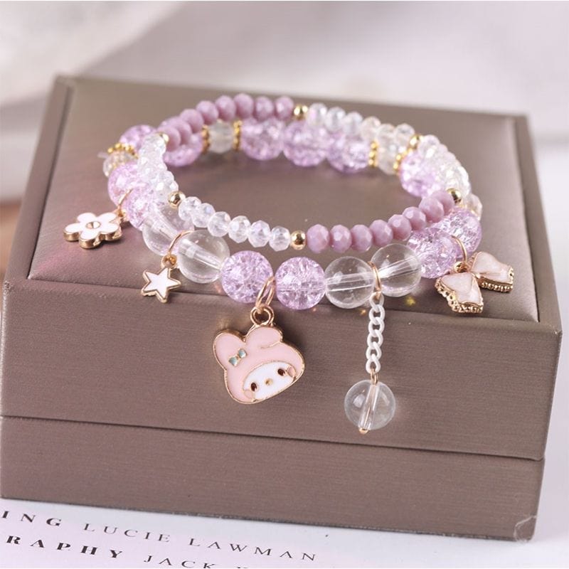 Sanrio Kawaii Anime Melody Kuromi Cinnamoroll Crystal Bracelet - ArtGalleryZen