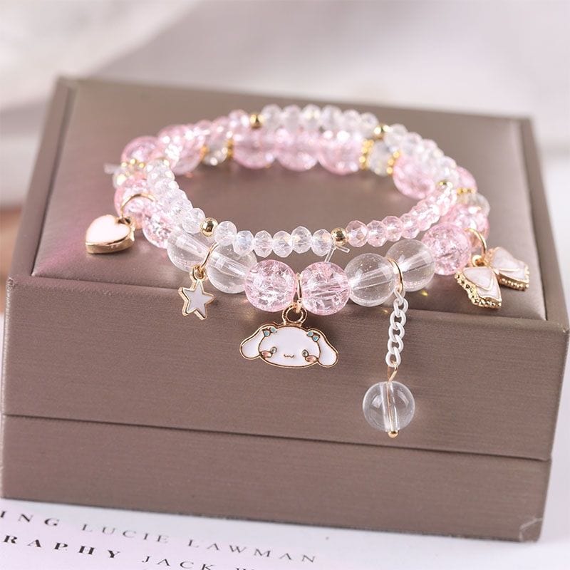 Sanrio Kawaii Anime Melody Kuromi Cinnamoroll Crystal Bracelet - ArtGalleryZen