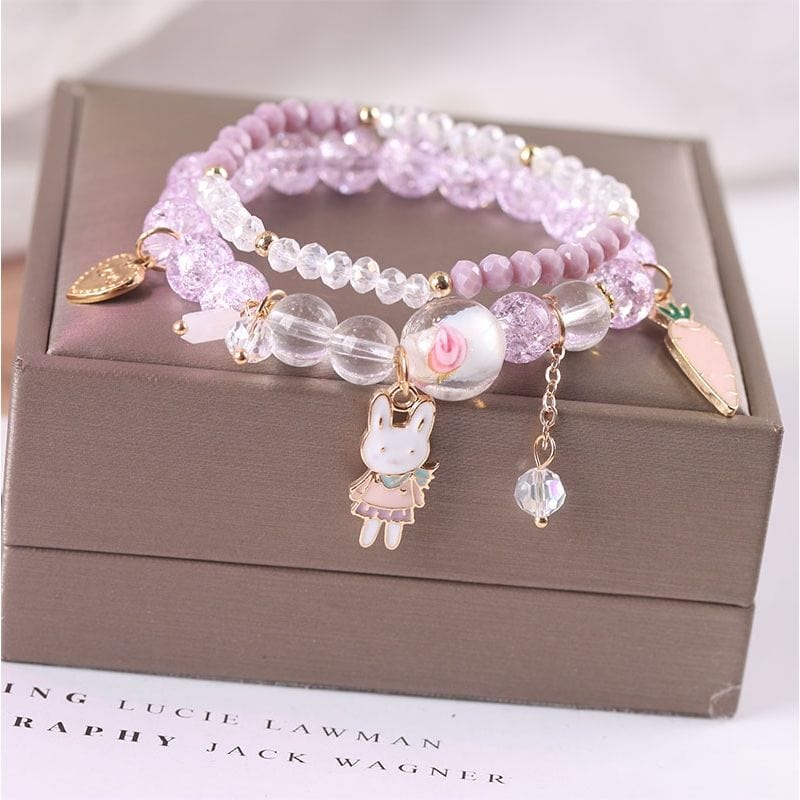 Sanrio Kawaii Anime Melody Kuromi Cinnamoroll Crystal Bracelet - ArtGalleryZen