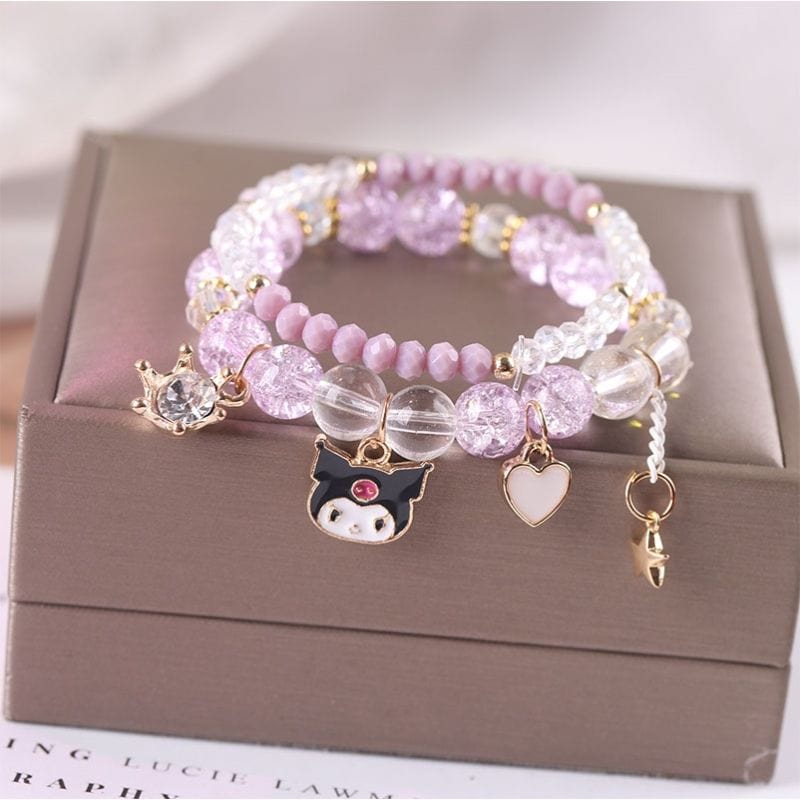 Sanrio Kawaii Anime Melody Kuromi Cinnamoroll Crystal Bracelet - ArtGalleryZen