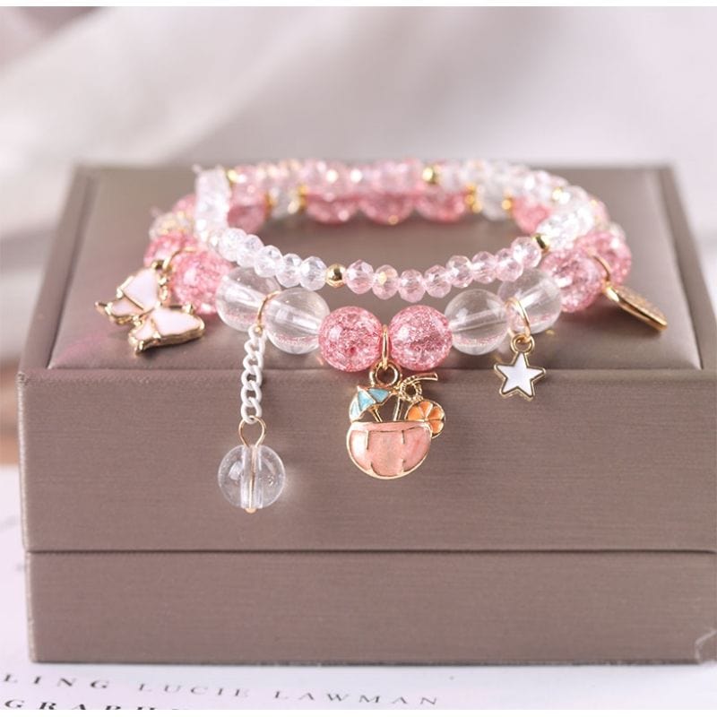 Sanrio Kawaii Anime Melody Kuromi Cinnamoroll Crystal Bracelet - ArtGalleryZen