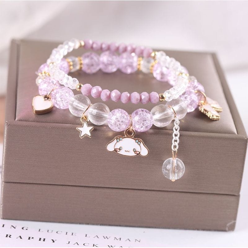 Sanrio Kawaii Anime Melody Kuromi Cinnamoroll Crystal Bracelet - ArtGalleryZen