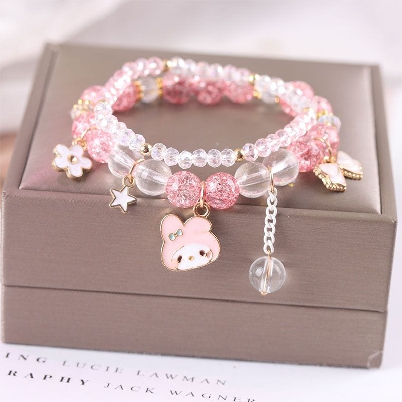 Sanrio Kawaii Anime Melody Kuromi Cinnamoroll Crystal Bracelet - ArtGalleryZen