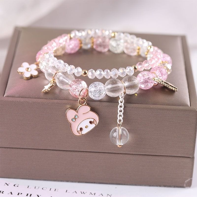 Sanrio Kawaii Anime Melody Kuromi Cinnamoroll Crystal Bracelet - ArtGalleryZen