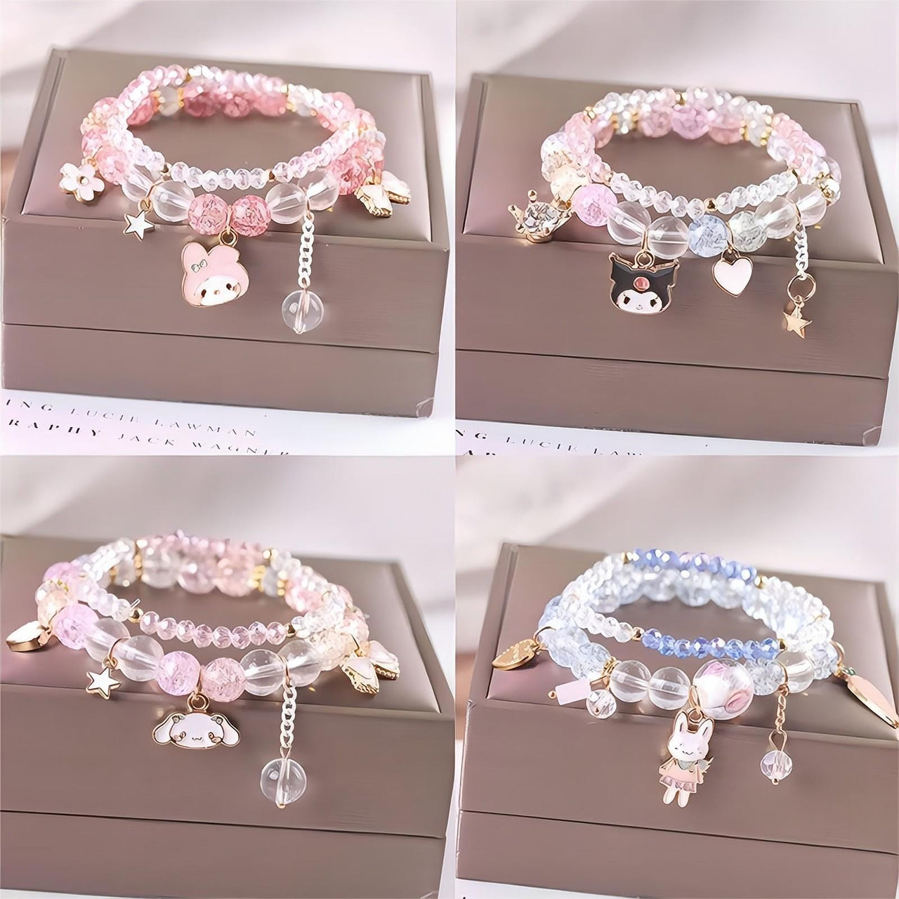 Sanrio Kawaii Anime Melody Kuromi Cinnamoroll Crystal Bracelet - ArtGalleryZen