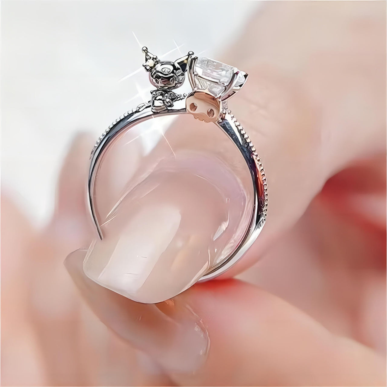 Silver Hello Kitty ring size 5. Diamond looks like... - Depop