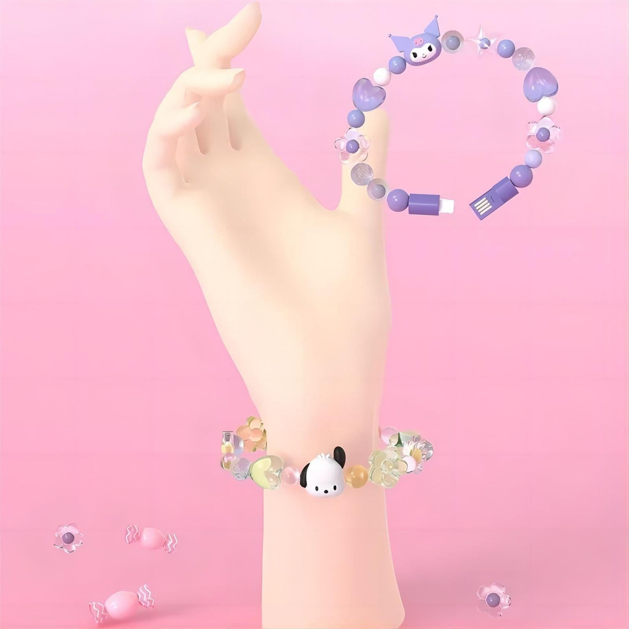 Sanrio Kuromi Pochacco Charging Data Cable Bracelet - ArtGalleryZen