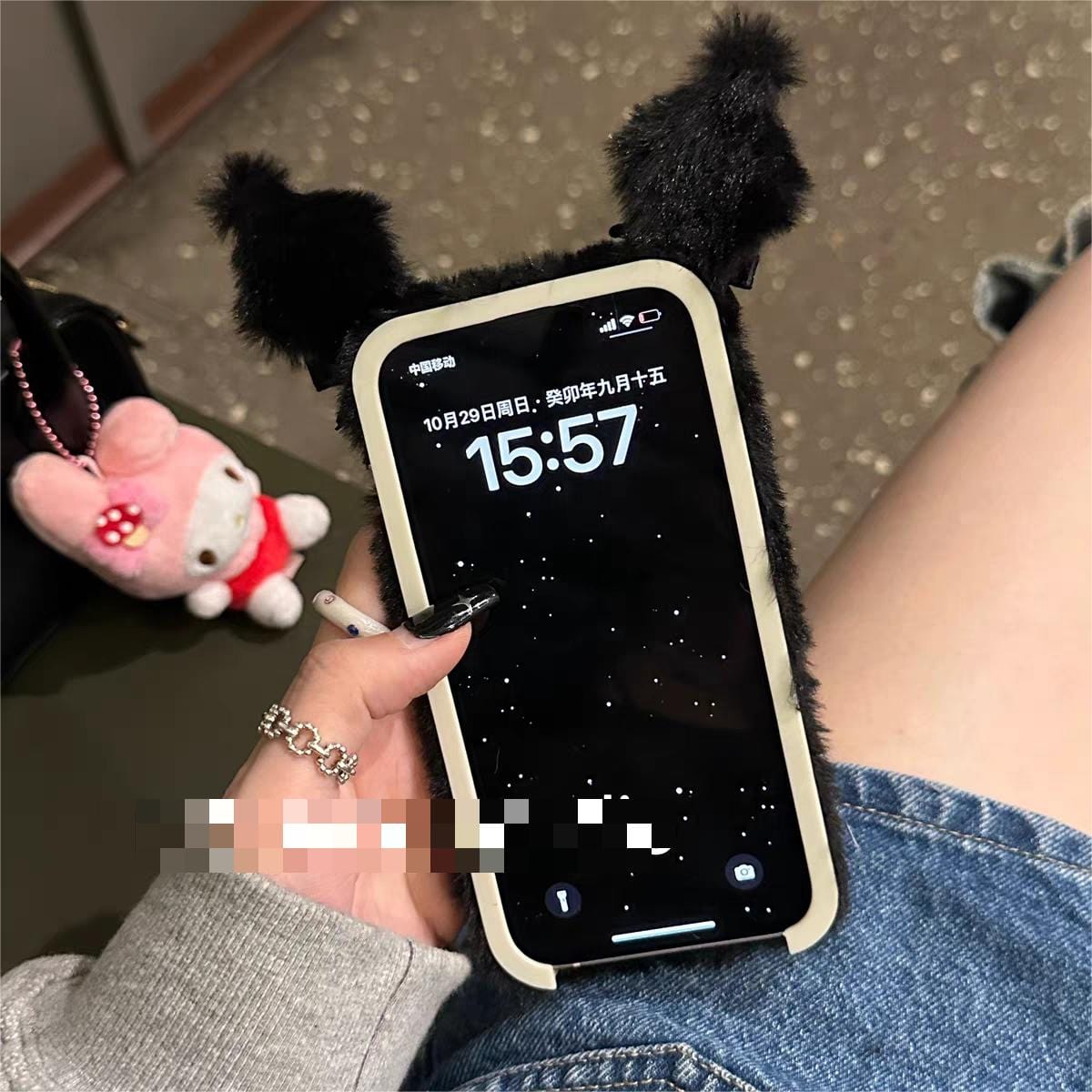 Sanrio Plush Kuromi My Melody Bowknot Heart iPhone Case - ArtGalleryZen