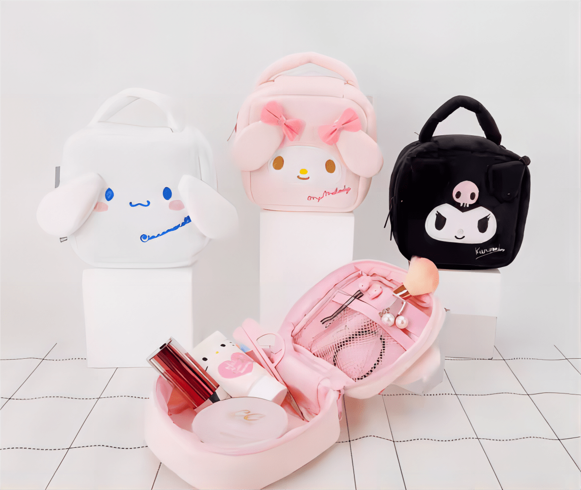 Sanrio Plush Small Square Bag Cosmetic Toiletry Bag Portable Travel Organizer - ArtGalleryZen