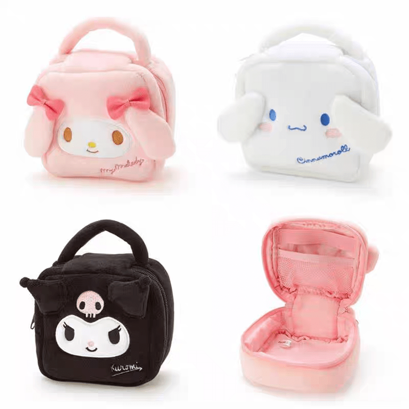 Sanrio Plush Small Square Bag Cosmetic Toiletry Bag Portable Travel Organizer - ArtGalleryZen