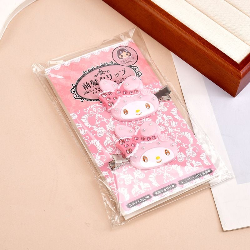 Sanrio Rhinestone Pearl Inlaid My Melody Kuromi Hair Clip Set - ArtGalleryZen