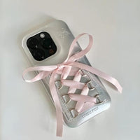 Thumbnail for Silver Leather Dance Theatrical Ribbon iPhone Case - ArtGalleryZen