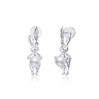 Thumbnail for Silver Moon Light Rabbit Pearl Earrings - ArtGalleryZen