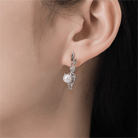 Thumbnail for Silver Moon Light Rabbit Pearl Earrings - ArtGalleryZen