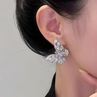 Thumbnail for Sparkling Chunky CZ Inlaid Butterfly Stud Earrings - ArtGalleryZen