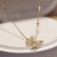 Thumbnail for Sparkling Crystal Rhinestone Inlaid Hollow Butterfly Necklace - ArtGalleryZen