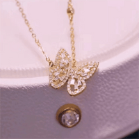 Thumbnail for Sparkling Crystal Rhinestone Inlaid Hollow Butterfly Necklace - ArtGalleryZen