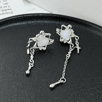 Thumbnail for Sparkling Irregular Heart Star Tassel Chain Earrings - ArtGalleryZen