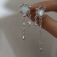 Thumbnail for Sparkling Irregular Heart Star Tassel Chain Earrings - ArtGalleryZen