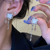 Thumbnail for Sparkling Irregular Heart Star Tassel Chain Earrings - ArtGalleryZen