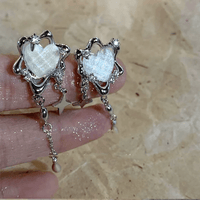 Thumbnail for Sparkling Irregular Heart Star Tassel Chain Earrings - ArtGalleryZen