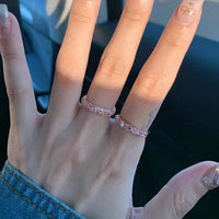 Thumbnail for Sparkling Pink CZ Inlaid Rose Gold Plated Stackable Ring Set - ArtGalleryZen