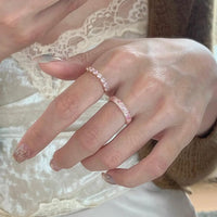 Thumbnail for Sparkling Pink CZ Inlaid Rose Gold Plated Stackable Ring Set - ArtGalleryZen