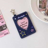 Thumbnail for Starlight Heart Denim Kpop Keychain Photocard Holder - ArtGalleryZen